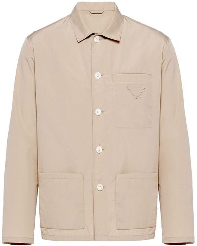 Prada Single-breasted Cotton Shirt Jacket - Natural