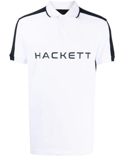 Hackett Logo-print Two-tone Polo Shirt - White