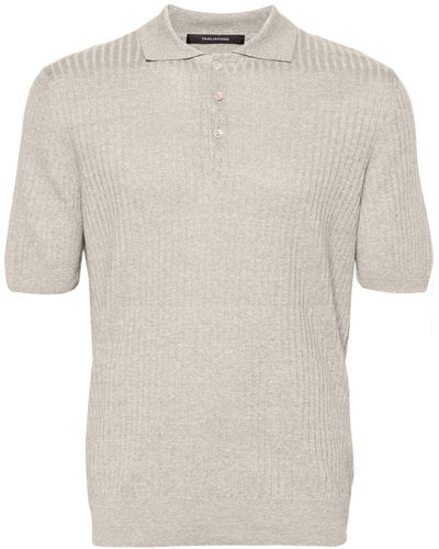 Tagliatore Park Ribbed-knit Polo Shirt - White