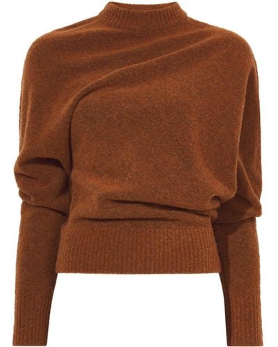 Proenza Schouler Brushed-knit slouchy jumper - Marrone