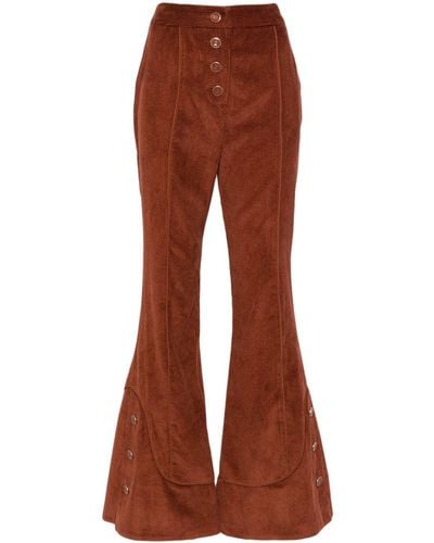 FARM Rio High-waisted Corduroy Flared Pants - Brown