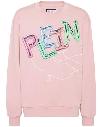 Philipp Plein Katoenen Sweater Met Logoprint - Roze