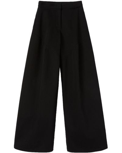 Jil Sander Pantalon en coton à coupe évasée - Noir
