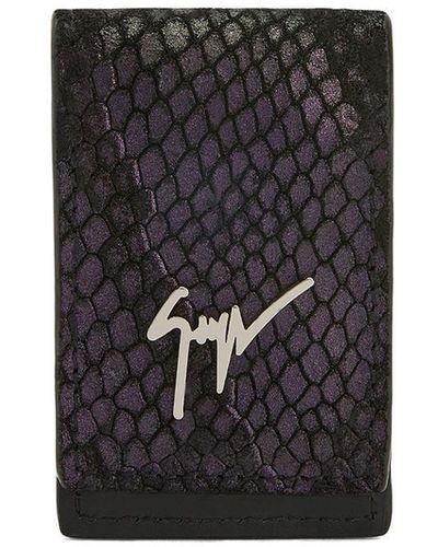 Giuseppe Zanotti Albert Snakeskin Effect Cardholder - Black