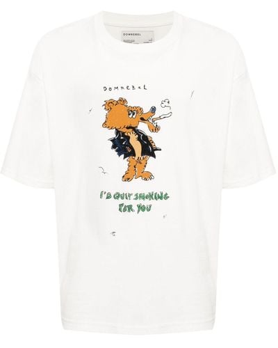 DOMREBEL T-shirt Met Print - Wit