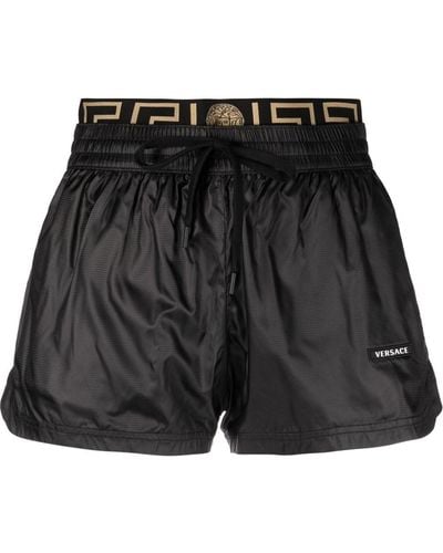 Versace Greca Border High-waisted Shorts - Black