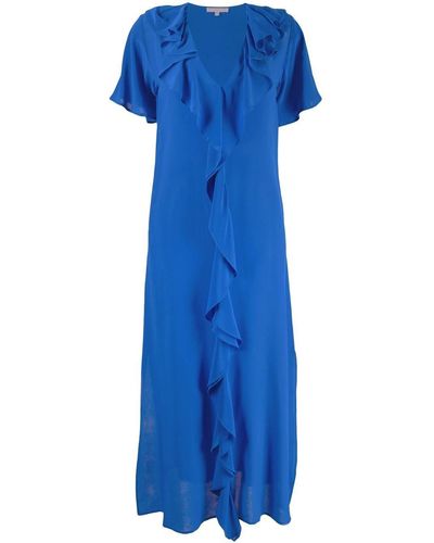 Gold Hawk Langes Kleid mit V-Ausschnitt - Blau
