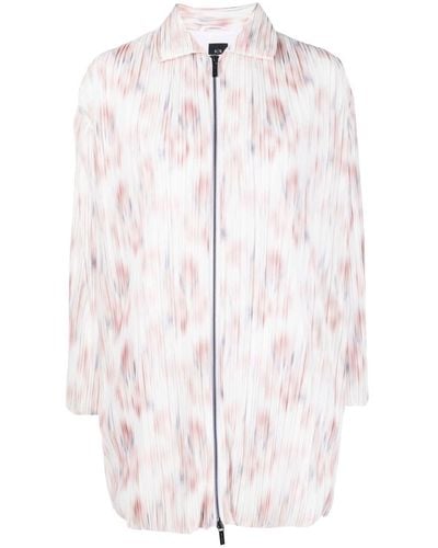 Armani Exchange Floral-print Plissé-effect Jacket - Pink