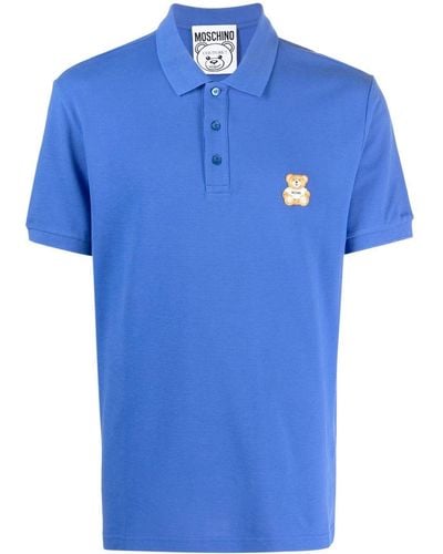 Moschino Poloshirt mit Logo-Patch - Blau