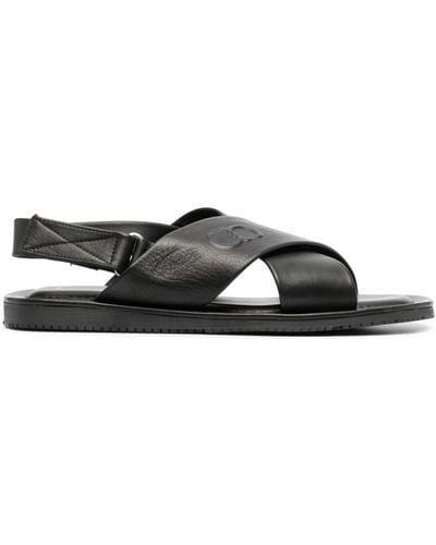 Casadei Crossover Strap Leather Sandals - Black