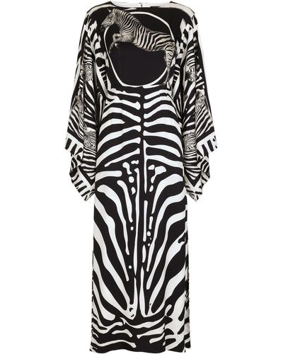 Dolce & Gabbana Midikleid mit Zebra-Print - Schwarz