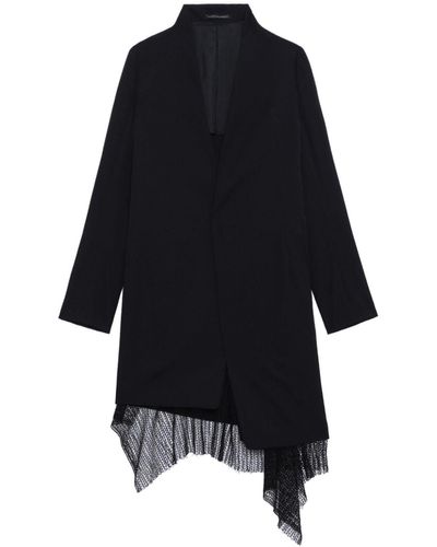 Y's Yohji Yamamoto Layered Wool Single-breasted Coat - Blue