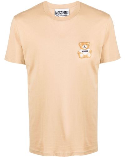 Moschino T-shirt Met Logo-applicatie - Naturel