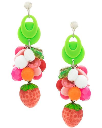 Amir Slama Strawberry Earrings - Green