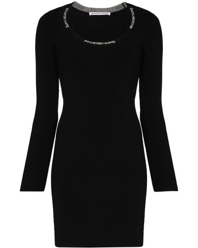 Alexander Wang Logo-trim Bodycon Mini Dress - Black