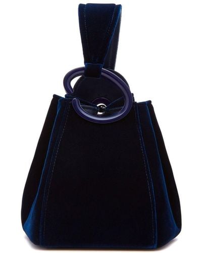 Oscar de la Renta O Handle Velvet Tote Bag - Blue