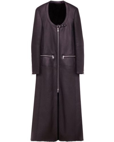 Courreges Scoop-neck Panelled Leather Coat - Purple