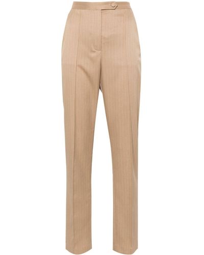 Styland Pinstriped High-waist Tailored Trousers - Natural