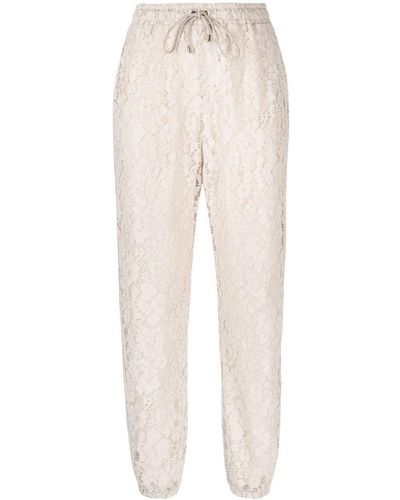 Pinko Pantalones de chándal con encaje floral - Blanco
