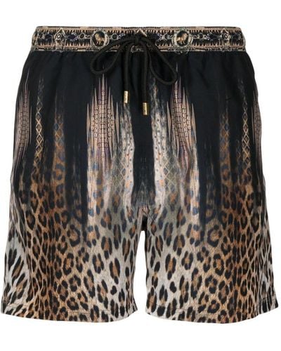 Camilla Leopard-print Swim Shorts - Black