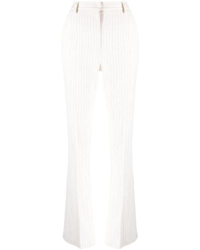 IRO Pantalon droit en laine à fines rayures - Blanc