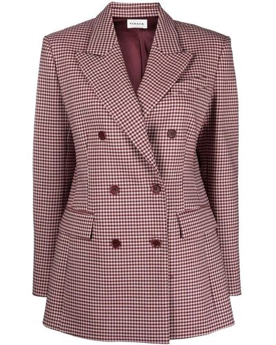 P.A.R.O.S.H. Double-breasted Gingham Blazer - Brown