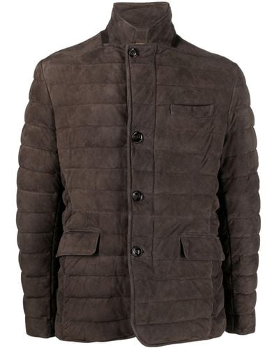 Moorer Padded Leather Jacket - Brown