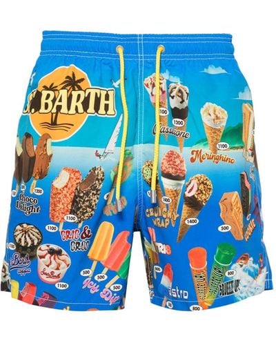 Mc2 Saint Barth Gustavia Placed Swim Shorts - Blue