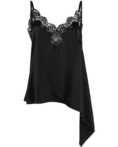 DSquared² Top asimmetrico in pizzo Chantilly - Nero