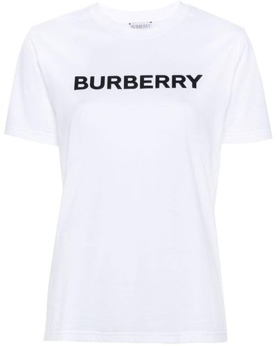 Burberry White Crew Neck T-shirt avec logo - Blanc