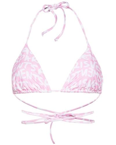 Vetements Logo-print Halterneck Bikini Top - Pink