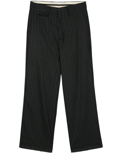 Canaku Pinstripe Straight-leg Pants - Black