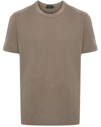 Zanone Crew-neck Cotton T-shirt - Gray