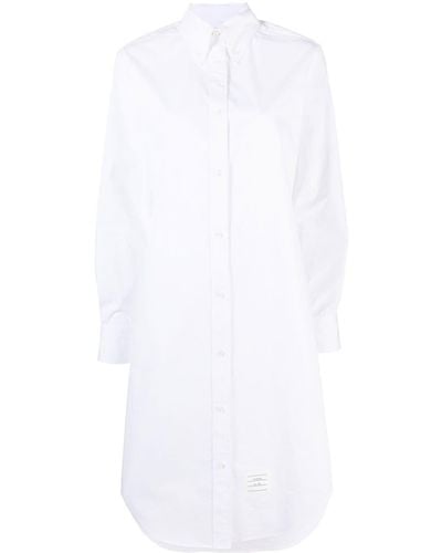 Thom Browne Logo-patch Detail Shirt Dress - White