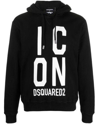 DSquared² Hoodie en coton à imprimé Icon - Noir