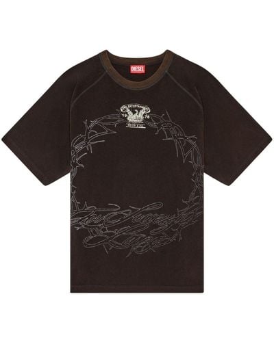 DIESEL T-Roxt-Q1 T-Shirt mit Kontrastnähten - Schwarz
