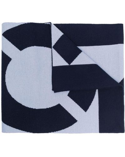 KENZO Gestrickter Schal mit Logo - Blau