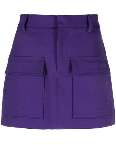 P.A.R.O.S.H. Flap-pockets Stretch-wool Miniskirt - Purple