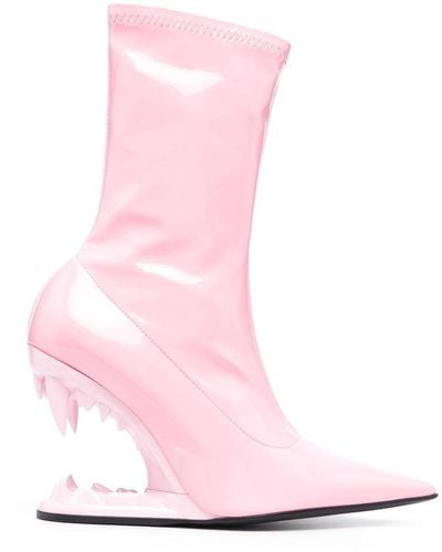 Gcds Morso 110mm Leather Boots - Pink