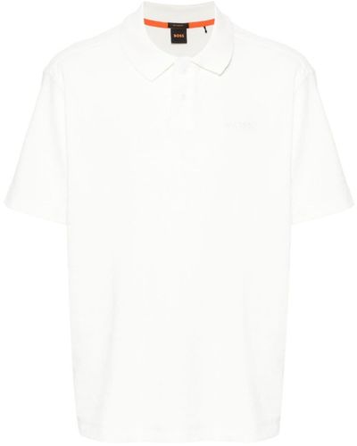 BOSS Poloshirt mit Logo-Stickerei - Weiß
