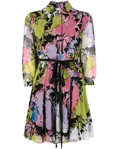 Patou Hemdkleid aus Seide mit Blumen-Print - Weiß