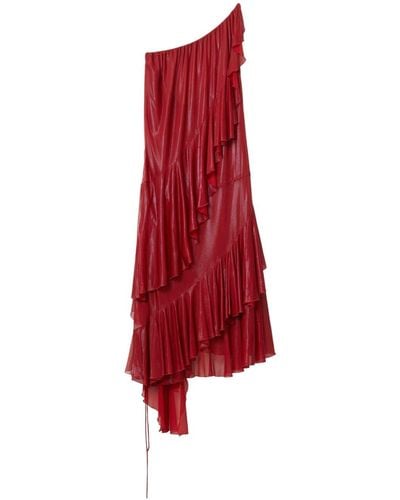 Burberry Einschultriges Kleid mit Rüschen - Rot