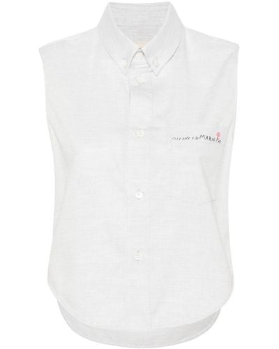 Marni Logo-embroidered Sleeveless Shirt - White