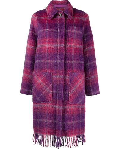 Woolrich Checked Single-breasted Coat - Purple