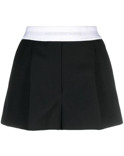 Alexander Wang Logo-waistband Wool Shorts - Black