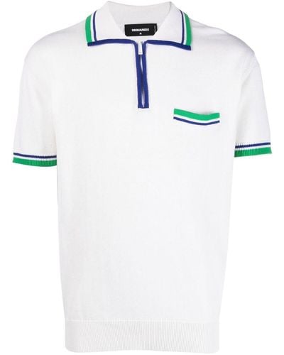 DSquared² Poloshirt Met Contrasterende Rand - Wit