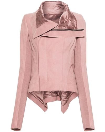 Rick Owens Naska Knitted-panels Leather Jacket - Pink