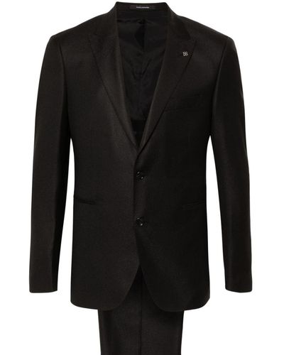 Tagliatore Textured Single-breasted Suit - Black