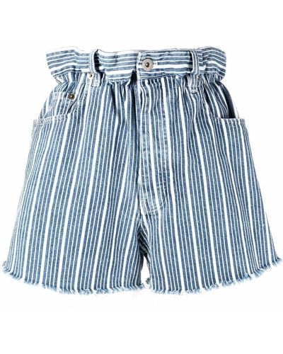 Miu Miu Pantalones vaqueros cortos con cintura paperbag - Azul
