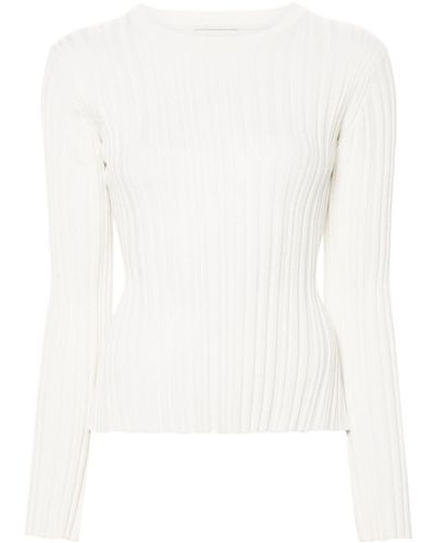 Loulou Studio Gerippter Pullover aus Seidengemisch - Weiß